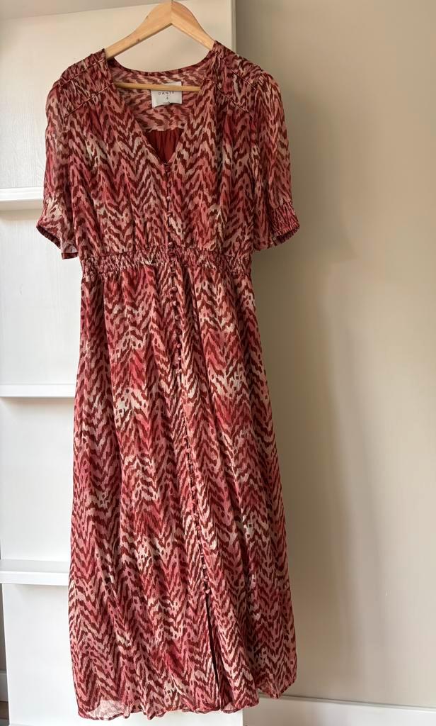 Dante 6 jurk grafische print koraalroze koraal roze maat 4 M, Kleding | Dames, Jurken, Zo goed als nieuw, Maat 38/40 (M), Roze