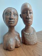 Afrikaanse Houten Beelden Set, Antiek en Kunst, Kunst | Beelden en Houtsnijwerken, Ophalen of Verzenden