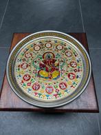 Ganesha schaal uit India Indiase schaal metaal boeddha, Huis en Inrichting, Overige materialen, Verburgt Vintage, Schaal, Rond
