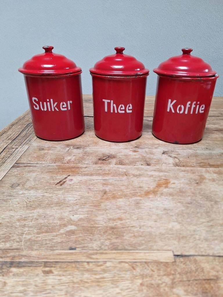 Antieke rode thee, koffie & suikerpot, Ophalen