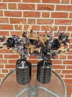 Bloemstuk zijdebloemen compleet met vaas zwart goud, Huis en Inrichting, Nieuw, Ophalen of Verzenden