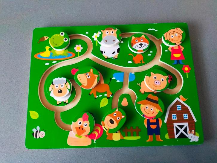 Zgan! Leuke dierenpuzzel met verschuifbare hoofden!, Kinderen en Baby's, Speelgoed | Kinderpuzzels, Zo goed als nieuw, Minder dan 10 stukjes