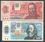 Slowakije 20 en 50 korun 1993 Provis. Issue met postzegel, Verzenden, Overige landen, Setje