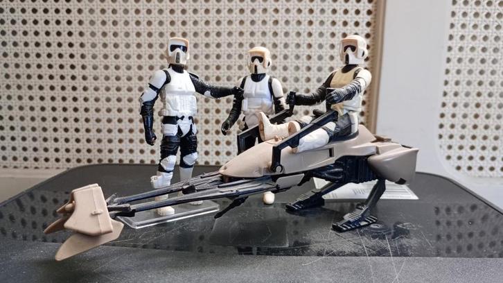 Vintage Star Wars Biker scouts en speederbike set, Verzamelen, Star Wars, Gebruikt, Actiefiguurtje, Ophalen of Verzenden