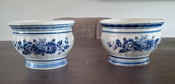 Delfts Blauw Bloempotten - Set van 2, Antiek en Kunst, Antiek | Keramiek en Aardewerk, Ophalen of Verzenden