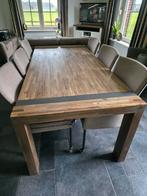 Massiefhouten eettafel 206x100 cm, Huis en Inrichting, Tafels | Eettafels, 200 cm of meer, Zo goed als nieuw, Vijf personen of meer