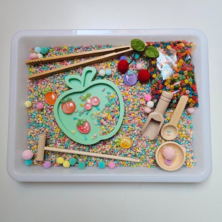 Speelbak compleet Fruit Pastel - sensorisch speelgoed, Kinderen en Baby's, Speelgoed | Educatief en Creatief, Nieuw, Ophalen of Verzenden