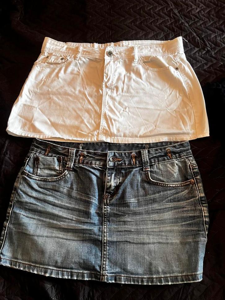 2 Korte A-lijn Rokjes, Kleding | Dames, Rokken, Gedragen, Maat 42/44 (L), Blauw, Boven de knie, Ophalen
