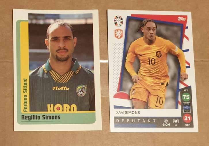 Uniek duo voetbalplaatjes Panini Topps Regilio + Xavi Simons, Hobby en Vrije tijd, Stickers en Plaatjes, Plaatje, Ophalen