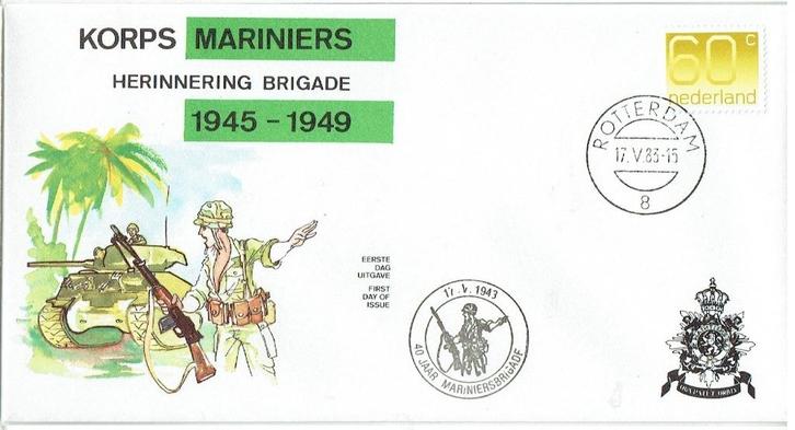 Mi 32 Nederland 83 Korps Mariniers Herinnering Brigade 45-49, Postzegels en Munten, Brieven en Enveloppen | Nederland, Envelop