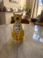 Gele keramische luipaard kandelaar, Overige materialen, Wit, Ophalen of Verzenden, Zo goed als nieuw