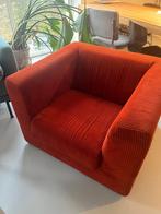 Oranje ribfluweel fauteuil / zitstoel, Huis en Inrichting, Fauteuils, Ophalen, Gebruikt, 75 tot 100 cm, 75 tot 100 cm