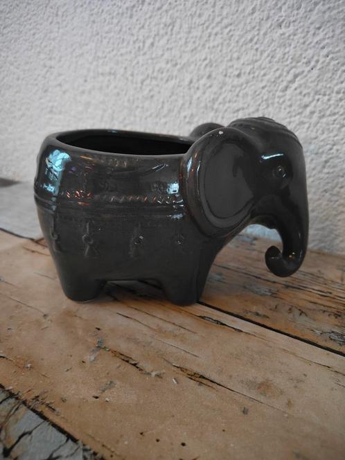 Nieuwe keramiek donker grijs olifant bloempot hxlxb 12x8x11, Tuin en Terras, Bloempotten, Nieuw, Overige materialen, Binnen, Minder dan 25 cm