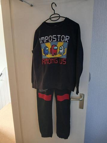 zwarte broek zwarte Amongus trui 158 /164 beschikbaar voor biedingen