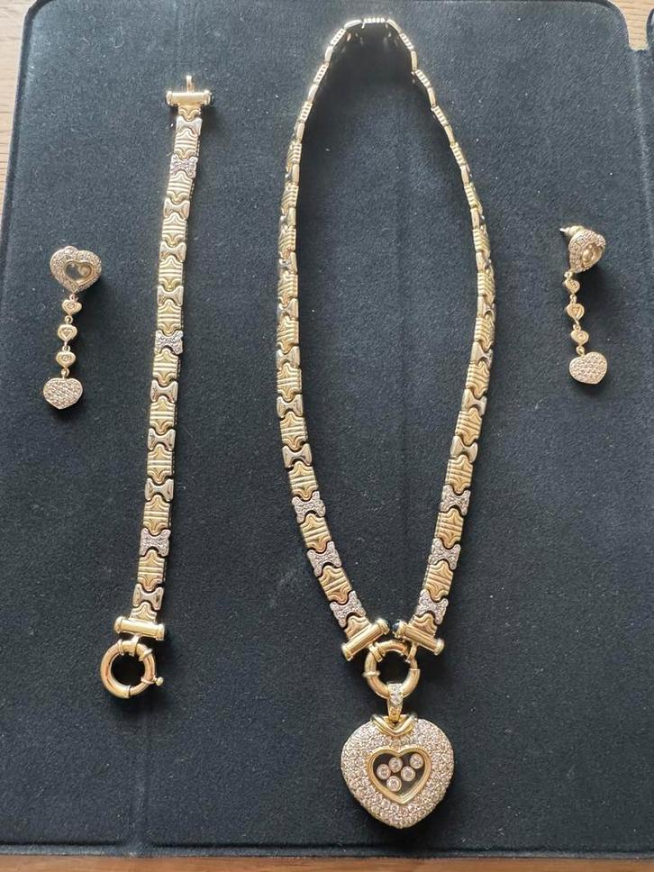 Te koop - Gouden sieraden set (zware kwaliteit), Sieraden, Tassen en Uiterlijk, Kettingen, Zo goed als nieuw, Goud, Met hanger