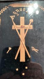 Antiek Frans Kruis Agnus Dei papierkunst volkskunst, Ophalen of Verzenden