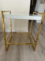 Wit gouden bijzettafel, Huis en Inrichting, Tafels | Bijzettafels, 45 tot 60 cm, Minder dan 55 cm, Metaal of Aluminium, Rond