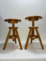Vintage in hoogte verstelbare krukjes massief hout jaren 80, Ophalen of Verzenden, A, A, A