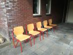 Set van 3 vintage buisstoelen / stapelstoelen., Ophalen, Gebruikt, Drie, Blauw