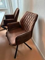 Vier bruine, draaibare eetkamerstoelen, Ophalen, Stof, Gebruikt, Bruin