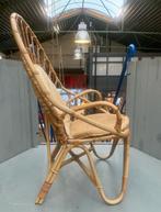 Grote rotan fauteuil stoel - vintage retro bamboe, Huis en Inrichting, Ophalen, Gebruikt, Onbekend, 75 tot 100 cm