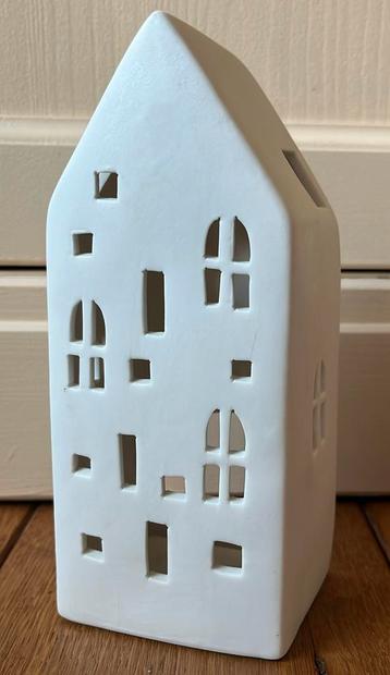 Wit waxinelichtje huis grachtenpand 17cm beschikbaar voor biedingen