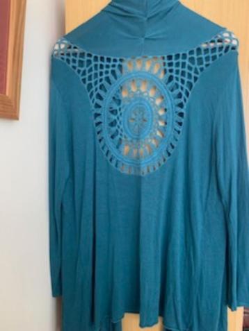 Damesvest turquoise blauw kanten vest maat 46 Made in Italy beschikbaar voor biedingen