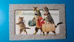 Poezenfamilie gaat op reis per trein. Poes kat 1912, Verzamelen, Ansichtkaarten | Dieren, Ophalen of Verzenden, Voor 1920, Gelopen