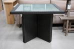 Vierkante tuintafel wicker glas 100x100 terras (4x), Ophalen, Nieuw