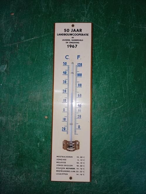 Oude reclame thermometer ( Leusden en  Hamersveld omgeving ), Huis en Inrichting, Woonaccessoires | Thermometers, Gebruikt, Binnenthermometer