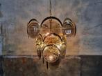 Grote Mid Century Design Hanglamp | Retro Goud Kristal Lamp, Gebruikt, Ophalen of Verzenden, Mid Century Design Vistosi Murano Retro Vintage