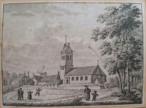 37 / Baard in Friesland langs de terp Kopergravure ca 1790, Antiek en Kunst, Kunst | Etsen en Gravures, Ophalen of Verzenden