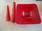 Rood Glaswerk Set - Vazen & Schaal, Ophalen of Verzenden