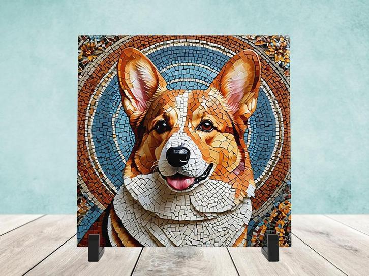 Corgi Mozaïek tegel incl houder, Huis en Inrichting, Woonaccessoires | Overige, Nieuw, Ophalen of Verzenden