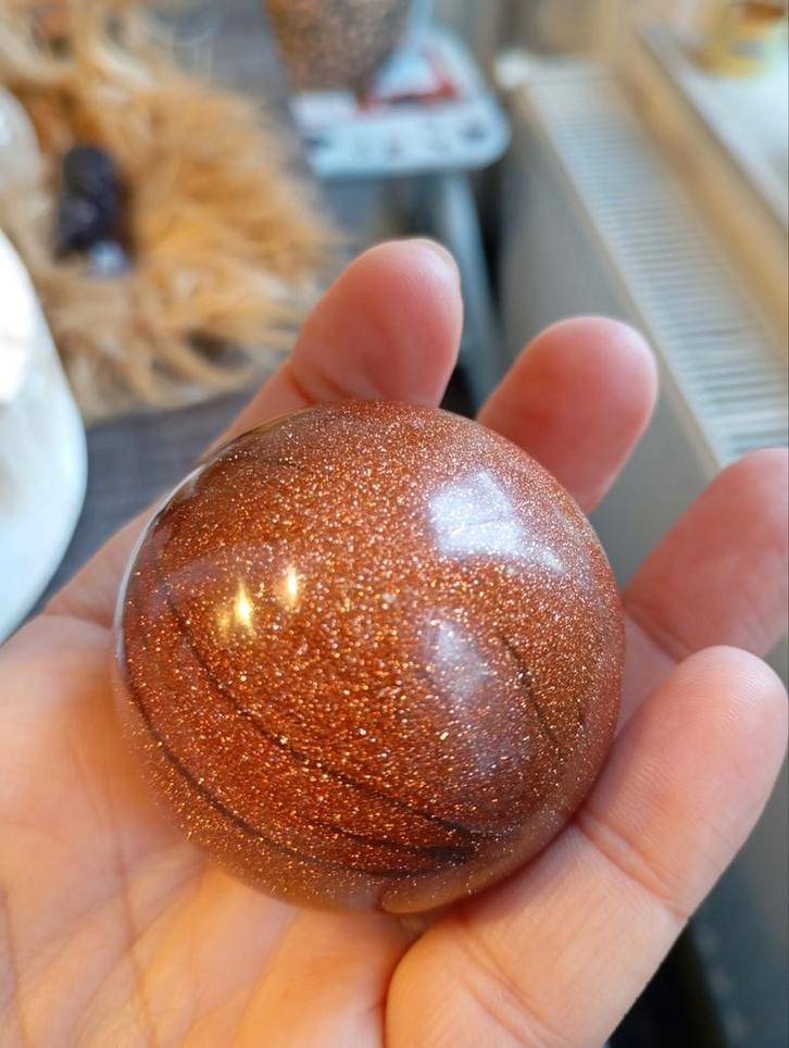 Goudsteen Bol - 4,9 cm, 174 gr, Verzamelen, Mineralen en Fossielen, Mineraal, Ophalen of Verzenden