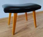 Vintage Deens voetenbankje - Zwart skai leder bekleed, Antiek en Kunst, Antiek | Meubels | Stoelen en Banken, Ophalen