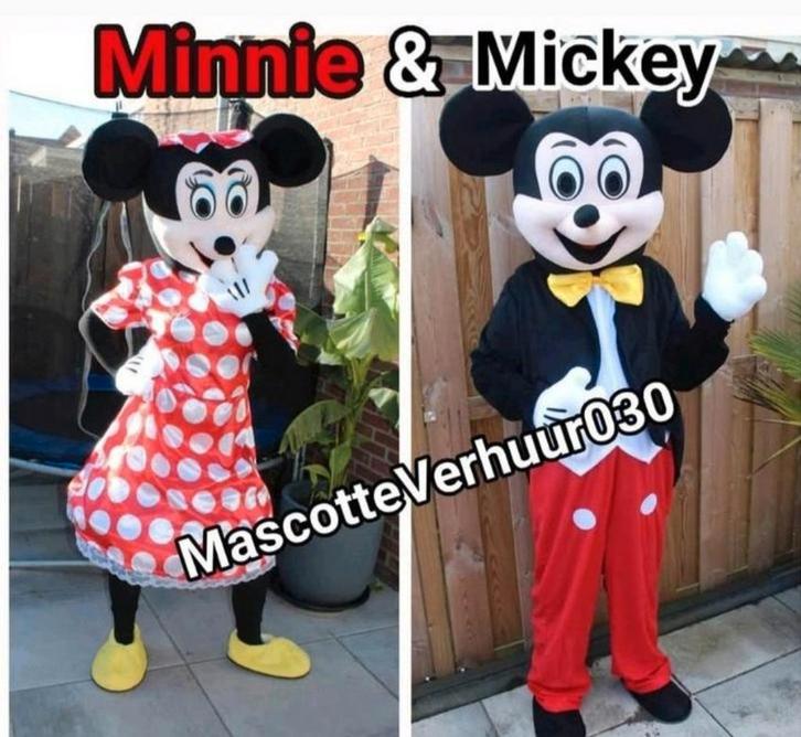 Minnie en mickey mouse op jouw feestje acteur mascotte pak, Hobby en Vrije tijd, Feestartikelen | Verhuur, Zo goed als nieuw, Verjaardag