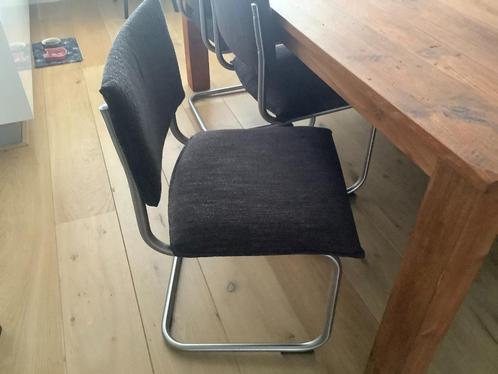 Eettafel stoelen, Huis en Inrichting, Stoelen, Zo goed als nieuw, Drie, Metaal, Stof, Bruin, Ophalen