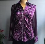Prachtige top gestreepte blouse MOJO USA LA nieuw maat 36-38, Paars, Nieuw, Ophalen of Verzenden, Lange mouw