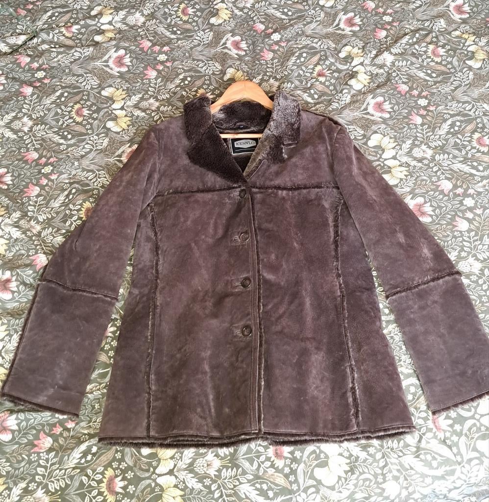 Kenvlo dames winterjas, suède en bont mt44, Kenvlo, Bruin, Maat 42/44 (L), Ophalen of Verzenden