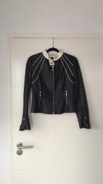 Saki Puls zwart witte lederen jas maat 36, Ophalen of Verzenden, Zo goed als nieuw, Maat 36 (S), Zwart