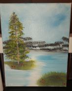 Bob Ross-achtig schilderijtje, Minder dan 50 cm, Nieuw, Ophalen of Verzenden, Schilderij