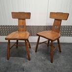 Vintage brutalist houten stoel stoelen eetkamerstoelen, Ophalen, Gebruikt, Twee, Overige kleuren