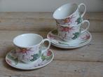 3x Koffie Kop-en-schotel, Johnson Brothers, ROZE BLOEM, gaaf
