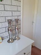 Een set mooie zilverkleurige kandelaars, Ophalen, Overige materialen, Overige kleuren, 25 tot 50 cm