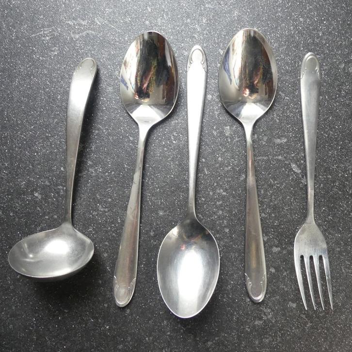 Gero Zilmeta bestek model 507 Polka lepels vork juslepel, Huis en Inrichting, Keuken | Bestek, Gebruikt, Los bestek, Rvs of Chroom