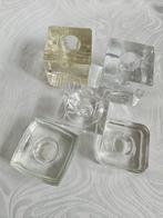 Set Glazen Kubus Kandelaars, Huis en Inrichting, Woonaccessoires | Kandelaars en Kaarsen, Overige materialen, Grijs, Ophalen of Verzenden