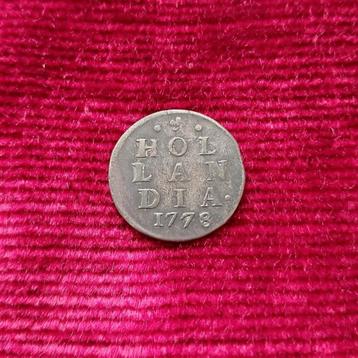 Dubbele Wapenstuiver 1778, Hollandia. Zilver. beschikbaar voor biedingen