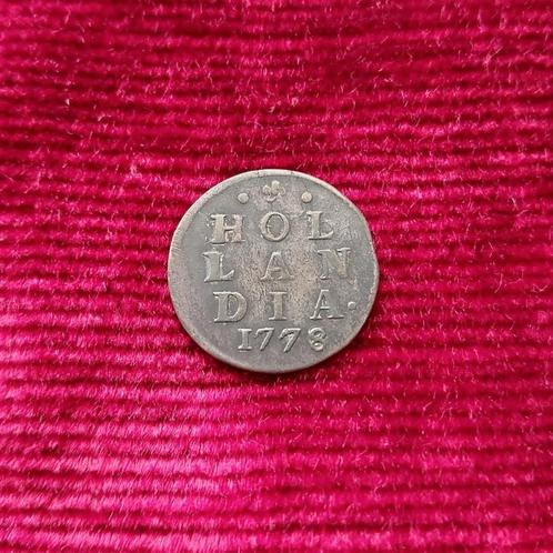 Dubbele Wapenstuiver 1778, Hollandia. Zilver., Postzegels en Munten, Munten | Nederland, Losse munt, Euro's, Vóór koninkrijk, Zilver