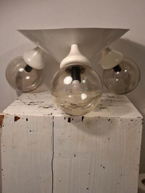 Spaceage plafondlamp, Huis en Inrichting, Lampen | Plafondlampen, Zo goed als nieuw, Hout, Metaal, Ophalen of Verzenden